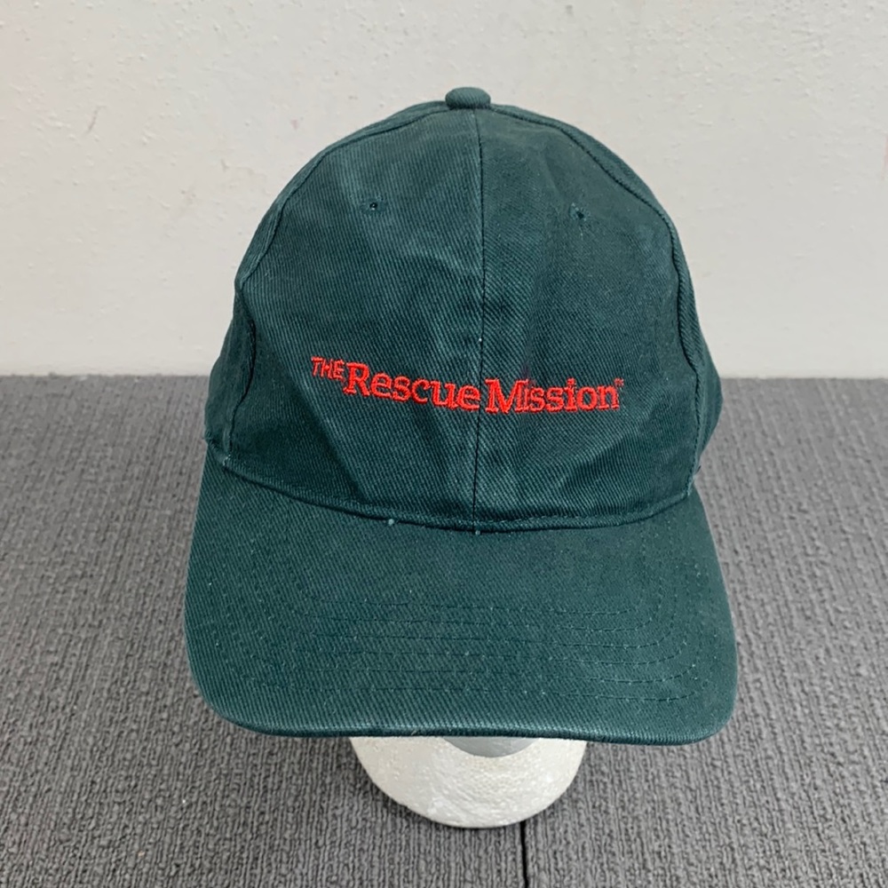 The Rescue Mission Baseball Hat Mens OSFA Dark Green Red Adjustable Strapback